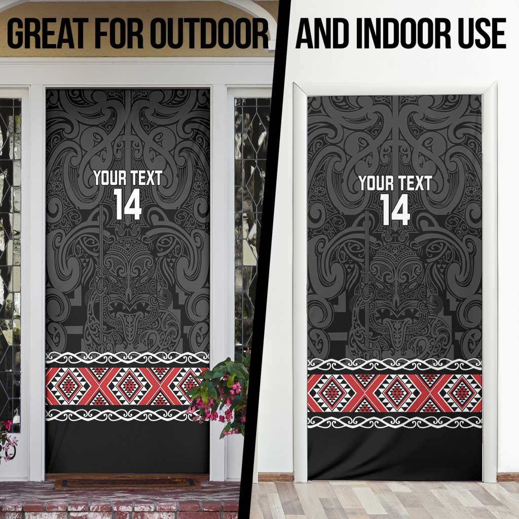 Custom New Zealand Silver Fern Rugby Door Cover All Black Maori Taniko Pattern LT14 - Polynesian Pride