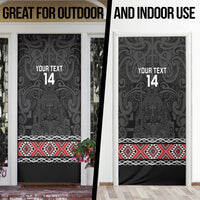 Custom New Zealand Silver Fern Rugby Door Cover All Black Maori Taniko Pattern LT14 - Polynesian Pride