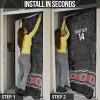 Custom New Zealand Silver Fern Rugby Door Cover All Black Maori Taniko Pattern LT14 - Polynesian Pride