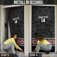 Custom New Zealand Silver Fern Rugby Door Cover All Black Maori Taniko Pattern LT14 - Polynesian Pride