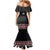 Custom New Zealand Silver Fern Rugby Mermaid Dress All Black Maori Taniko Pattern