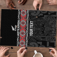 Custom New Zealand Silver Fern Rugby Puzzle All Black Maori Taniko Pattern LT14 - Polynesian Pride