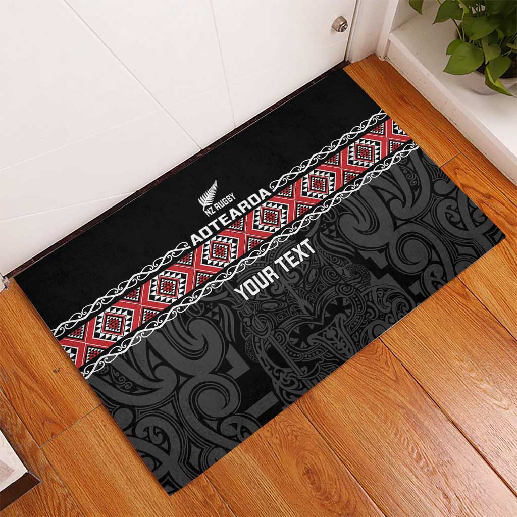 Custom New Zealand Silver Fern Rugby Rubber Doormat All Black Maori Taniko Pattern LT14 - Polynesian Pride