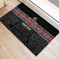 Custom New Zealand Silver Fern Rugby Rubber Doormat All Black Maori Taniko Pattern LT14 - Polynesian Pride