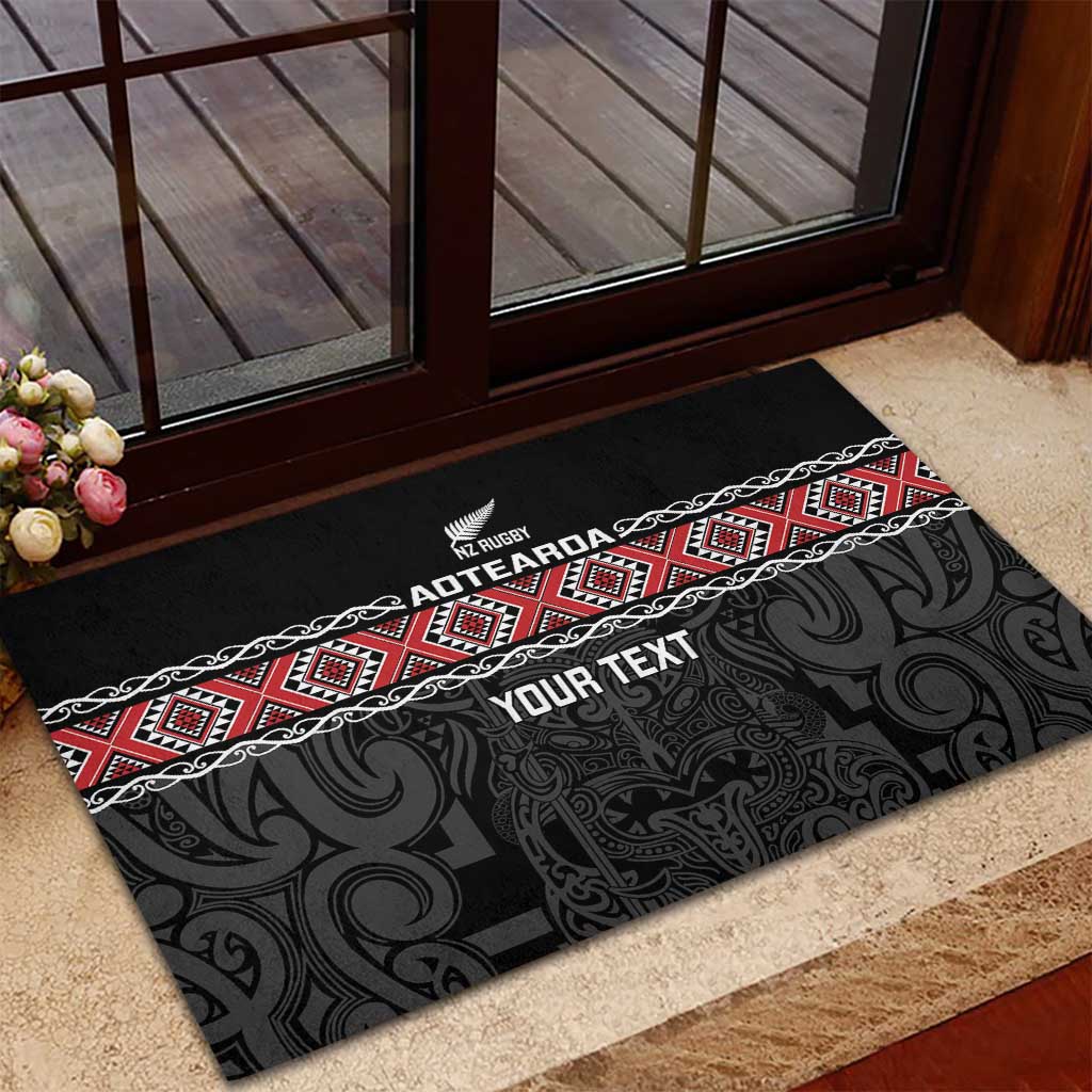 Custom New Zealand Silver Fern Rugby Rubber Doormat All Black Maori Taniko Pattern LT14 - Polynesian Pride