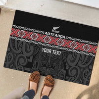 Custom New Zealand Silver Fern Rugby Rubber Doormat All Black Maori Taniko Pattern LT14 - Polynesian Pride