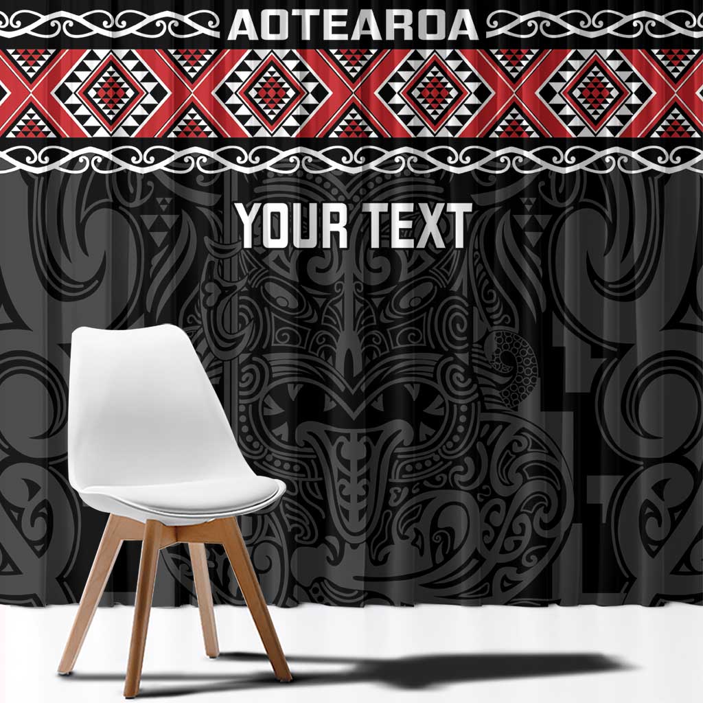 Custom New Zealand Silver Fern Rugby Window Curtain All Black Maori Taniko Pattern LT14 - Polynesian Pride