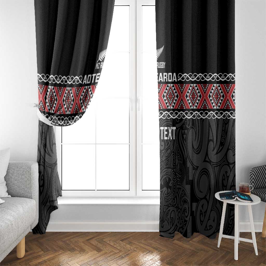 Custom New Zealand Silver Fern Rugby Window Curtain All Black Maori Taniko Pattern LT14 - Polynesian Pride
