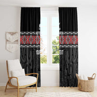 Custom New Zealand Silver Fern Rugby Window Curtain All Black Maori Taniko Pattern LT14 - Polynesian Pride
