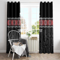 Custom New Zealand Silver Fern Rugby Window Curtain All Black Maori Taniko Pattern LT14 - Polynesian Pride