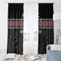 Custom New Zealand Silver Fern Rugby Window Curtain All Black Maori Taniko Pattern LT14 - Polynesian Pride