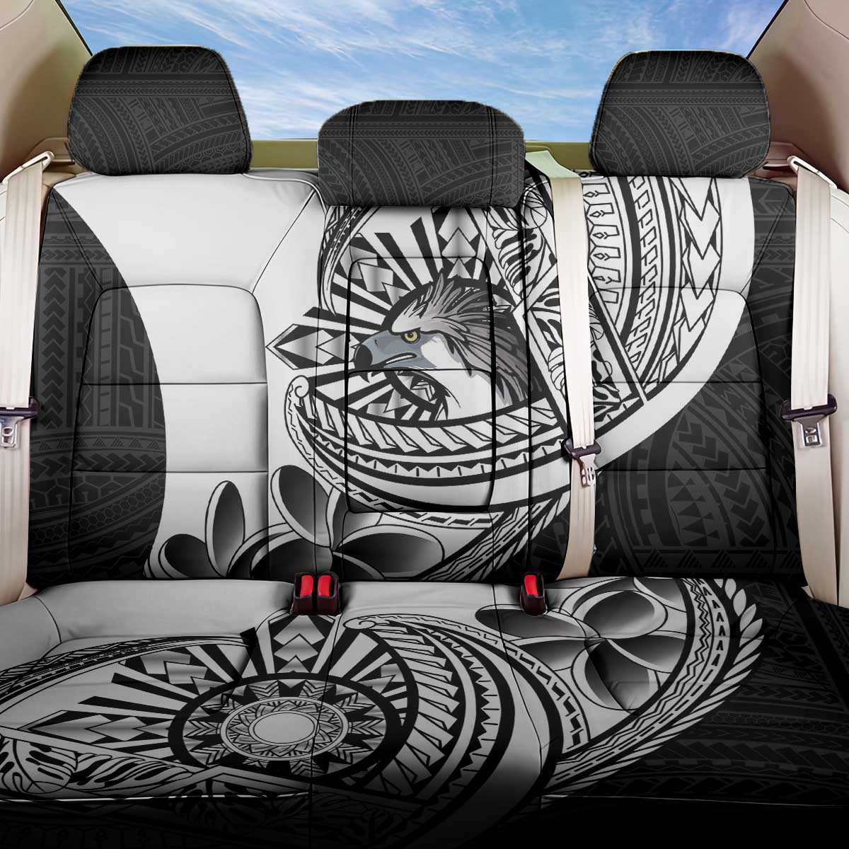 Philippines Eagle Sun Back Car Seat Cover Filipino Agila Polynesian Tattoo Black Color LT14 One Size Black - Polynesian Pride
