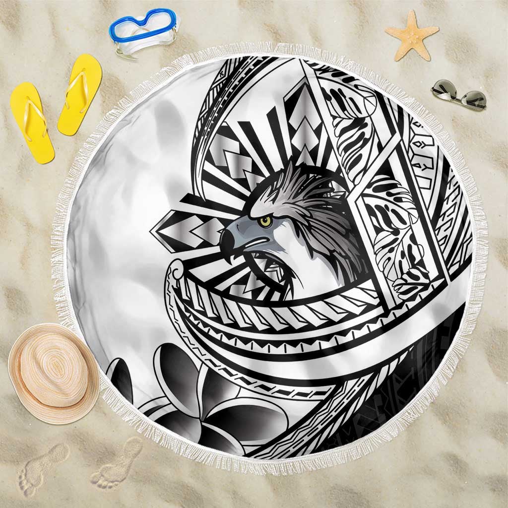 Philippines Eagle Sun Beach Blanket Filipino Agila Polynesian Tattoo Black Color LT14 One Size 150cm Black - Polynesian Pride