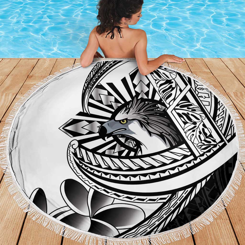 Philippines Eagle Sun Beach Blanket Filipino Agila Polynesian Tattoo Black Color LT14 - Polynesian Pride