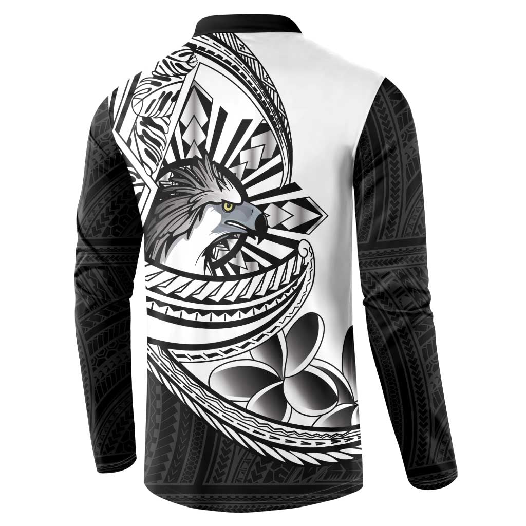 Philippines Eagle Sun Button Sweatshirt Filipino Agila Polynesian Tattoo Black Color LT14 - Polynesian Pride