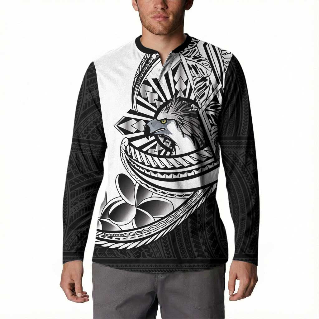 Philippines Eagle Sun Button Sweatshirt Filipino Agila Polynesian Tattoo Black Color LT14 - Polynesian Pride