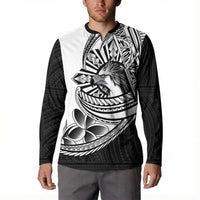 Philippines Eagle Sun Button Sweatshirt Filipino Agila Polynesian Tattoo Black Color LT14 - Polynesian Pride