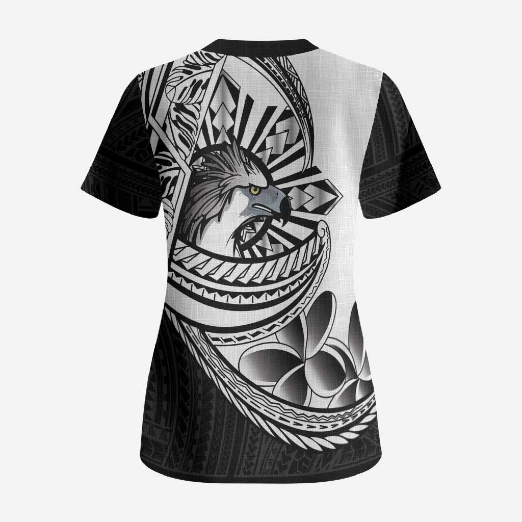Philippines Eagle Sun Scrub Top Filipino Agila Polynesian Tattoo Black Color LT14 - Polynesian Pride