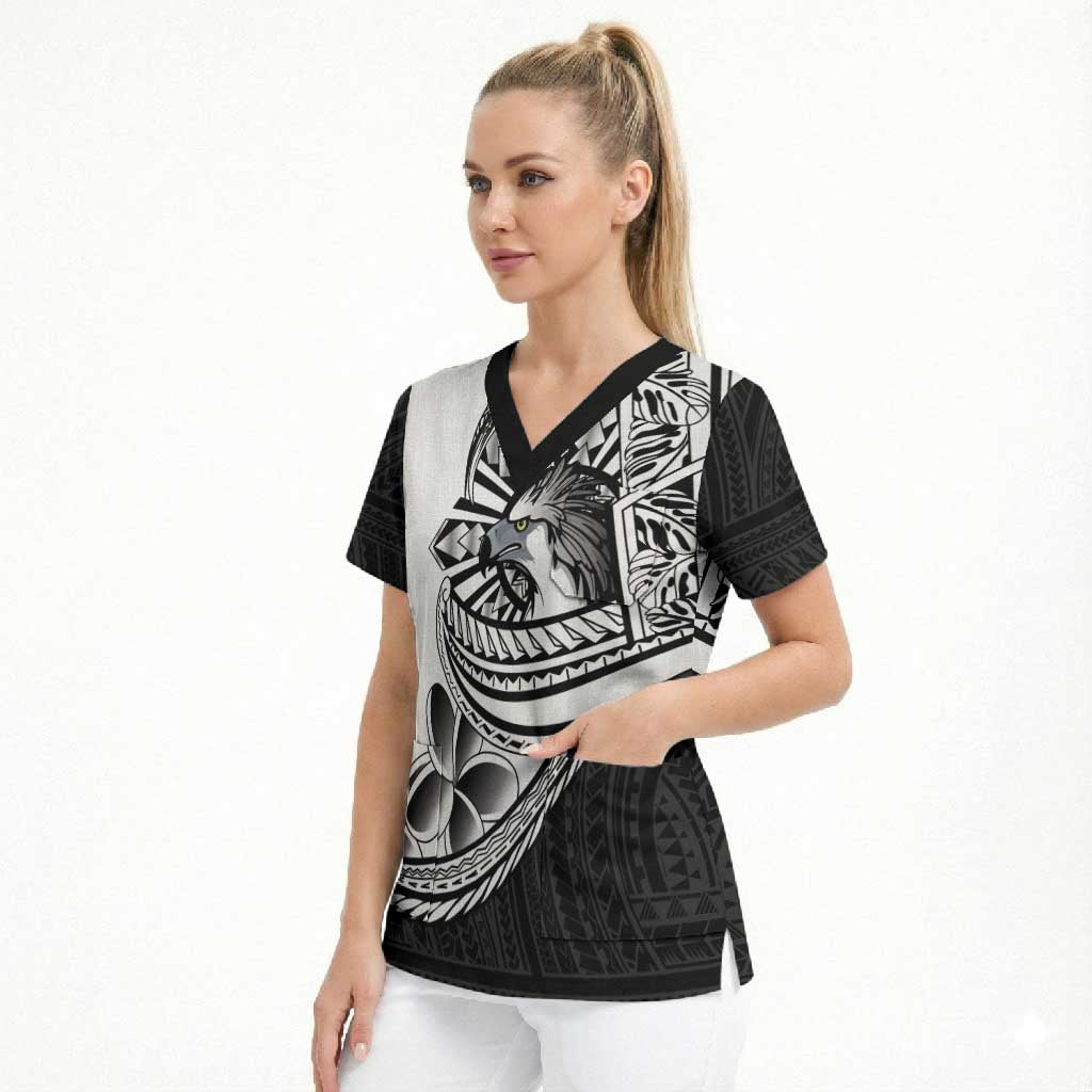 Philippines Eagle Sun Scrub Top Filipino Agila Polynesian Tattoo Black Color LT14 - Polynesian Pride