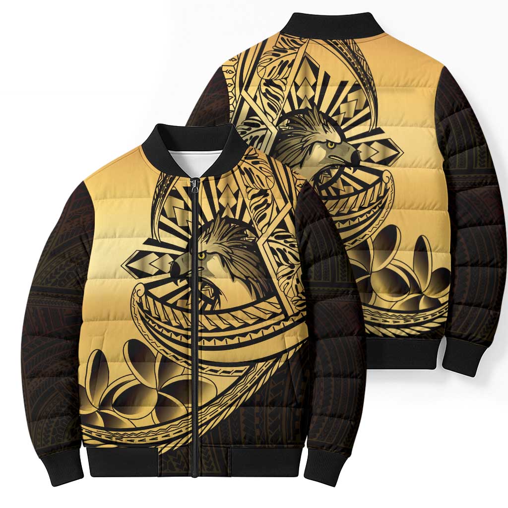 Philippines Eagle Sun Bomber Puffer Jacket Filipino Agila Polynesian Tattoo Gold Color LT14 - Polynesian Pride