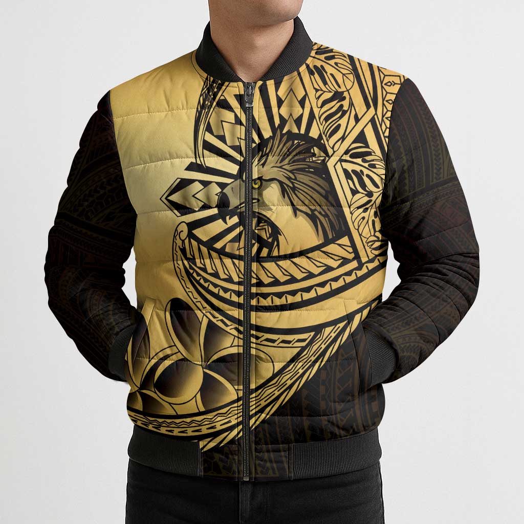 Philippines Eagle Sun Bomber Puffer Jacket Filipino Agila Polynesian Tattoo Gold Color LT14 - Polynesian Pride