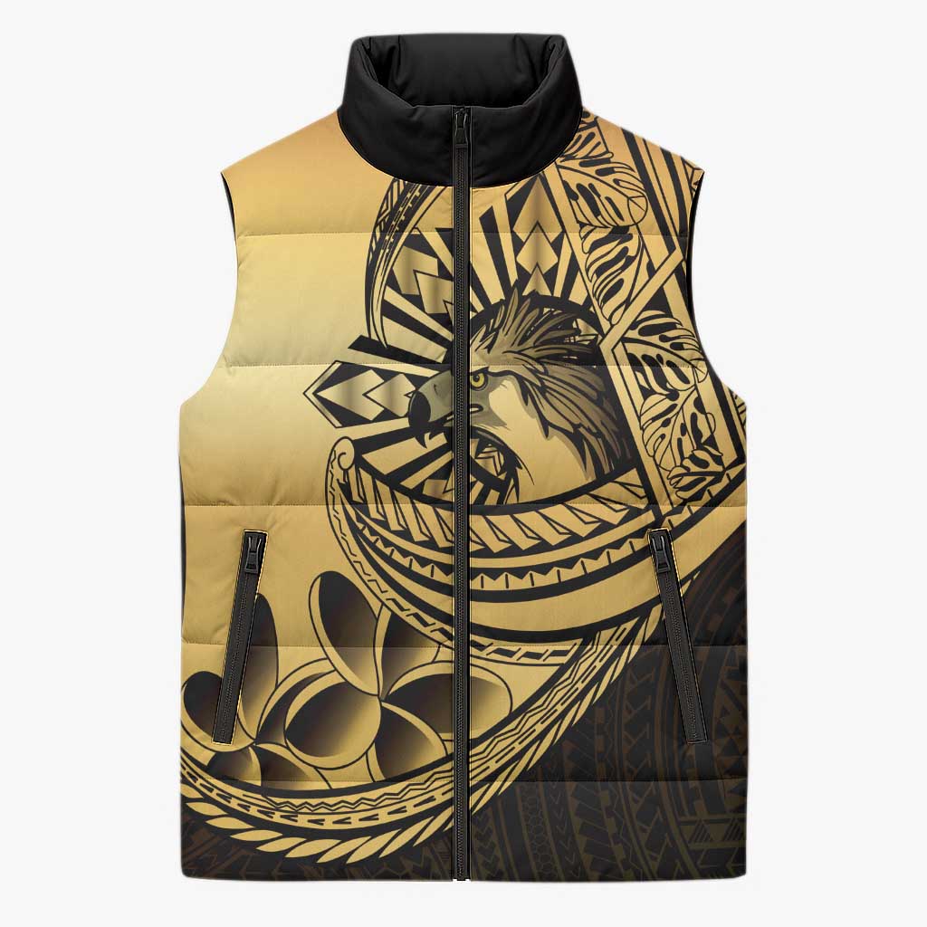 Philippines Eagle Sun Sleeveless Puffer Jacket Filipino Agila Polynesian Tattoo Gold Color LT14 Unisex Gold - Polynesian Pride