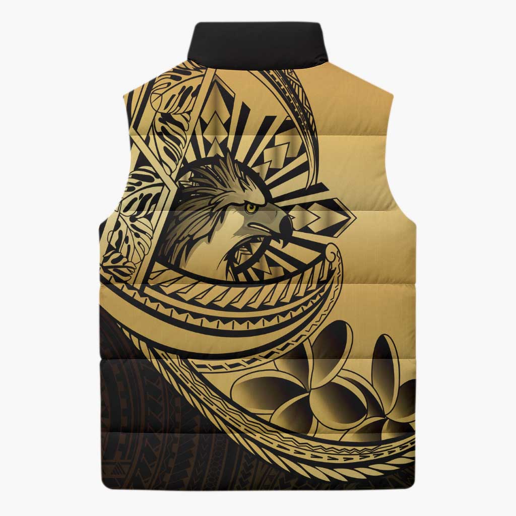 Philippines Eagle Sun Sleeveless Puffer Jacket Filipino Agila Polynesian Tattoo Gold Color LT14 - Polynesian Pride