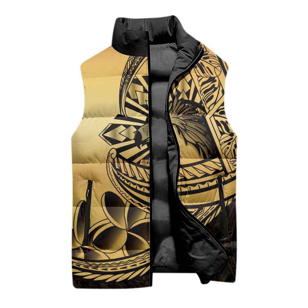 Philippines Eagle Sun Sleeveless Puffer Jacket Filipino Agila Polynesian Tattoo Gold Color LT14 - Polynesian Pride