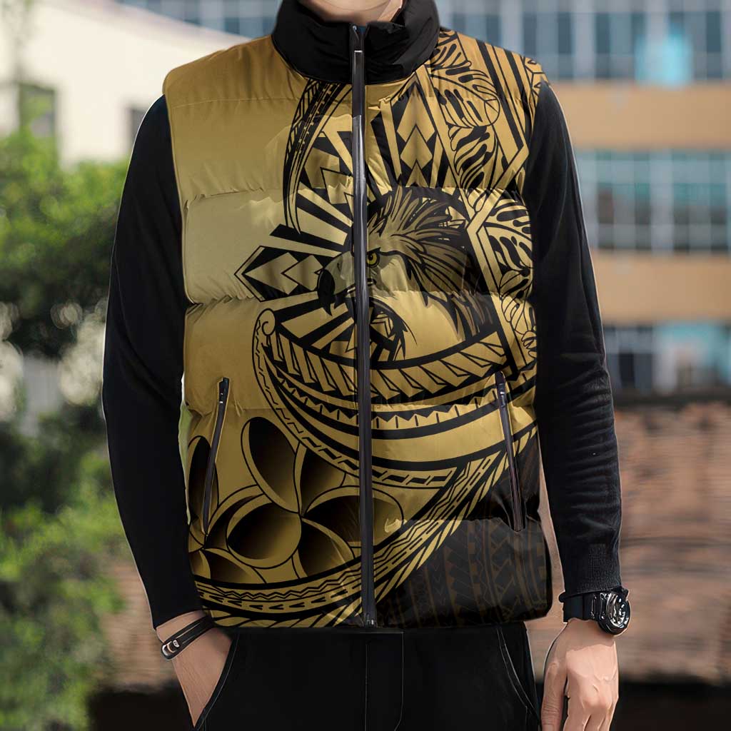 Philippines Eagle Sun Sleeveless Puffer Jacket Filipino Agila Polynesian Tattoo Gold Color LT14 - Polynesian Pride