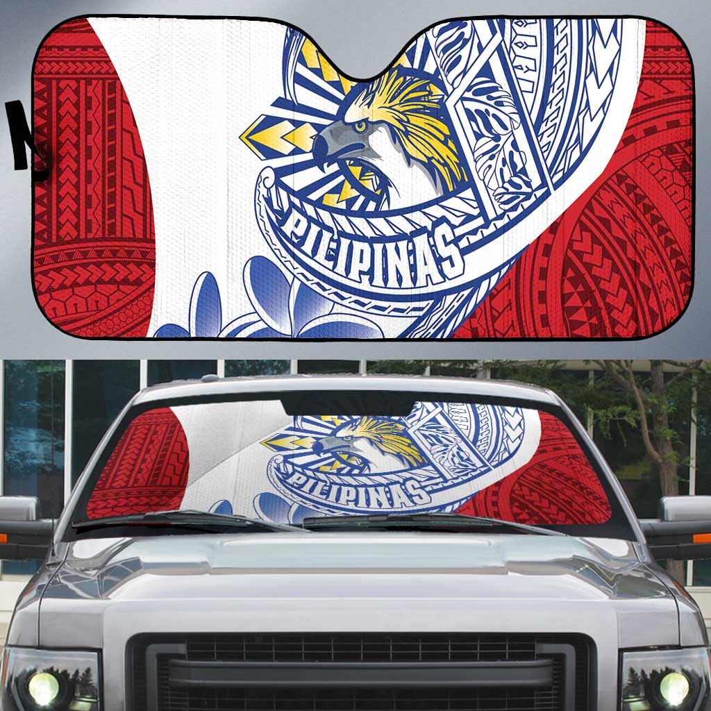 Philippines Eagle Sun Auto Sun Shade Filipino Agila Polynesian Tattoo Flag Color LT14 Red - Polynesian Pride