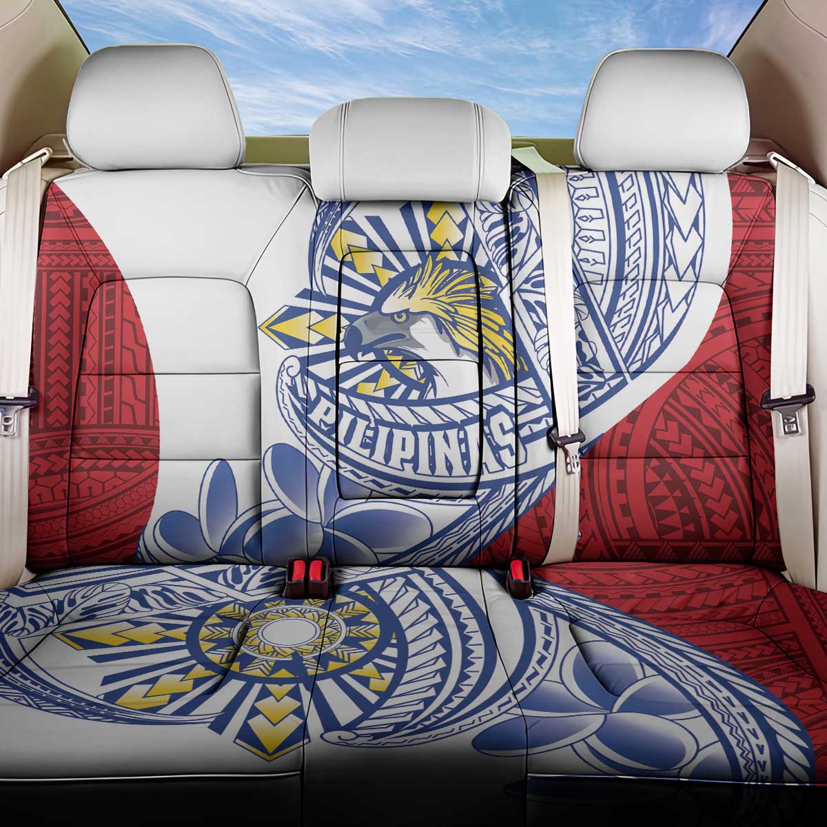 Philippines Eagle Sun Back Car Seat Cover Filipino Agila Polynesian Tattoo Flag Color LT14 One Size Red - Polynesian Pride
