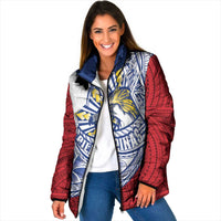 Philippines Eagle Sun Padded Jacket Filipino Agila Polynesian Tattoo Flag Color LT14 Women Red - Polynesian Pride