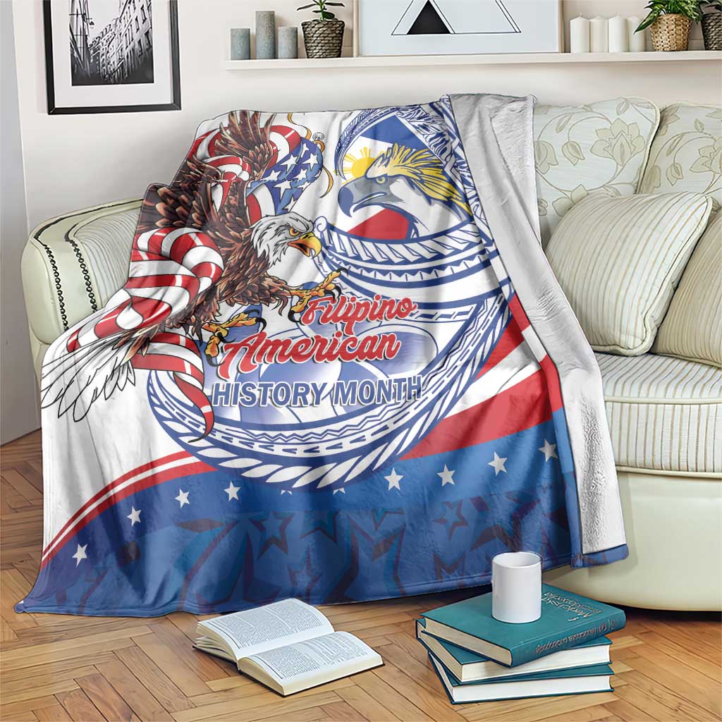 Filipino American History Month Blanket Philippines Agila USA Eagle Mix Flag LT14 Blue - Polynesian Pride