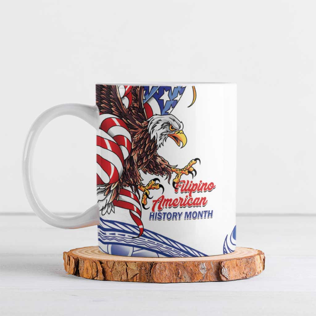 Filipino American History Month Ceramic Mug Philippines Agila USA Eagle Mix Flag LT14 Blue - Polynesian Pride