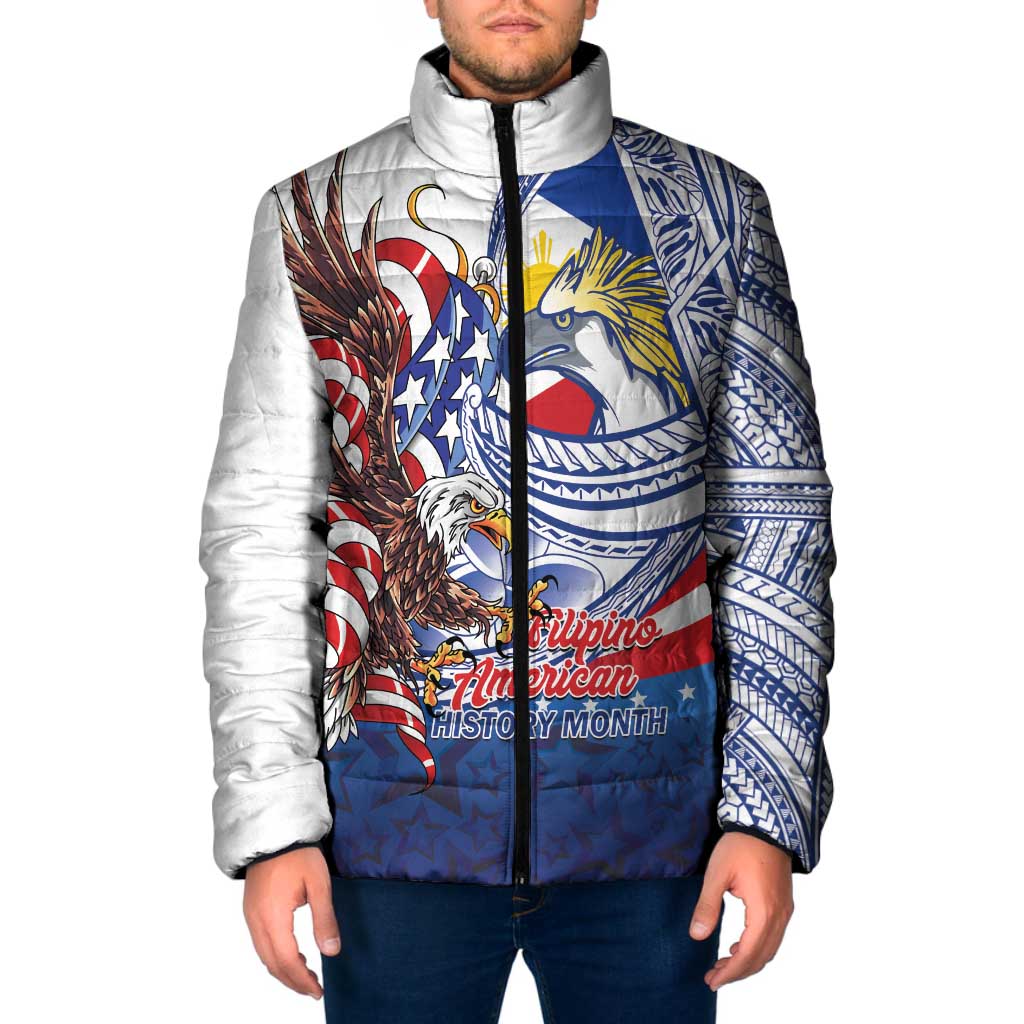 Filipino American History Month Padded Jacket Philippines Agila USA Eagle Mix Flag LT14 Men Blue - Polynesian Pride