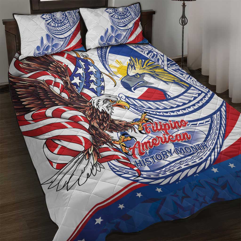 Filipino American History Month Quilt Bed Set Philippines Agila USA Eagle Mix Flag LT14 Blue - Polynesian Pride