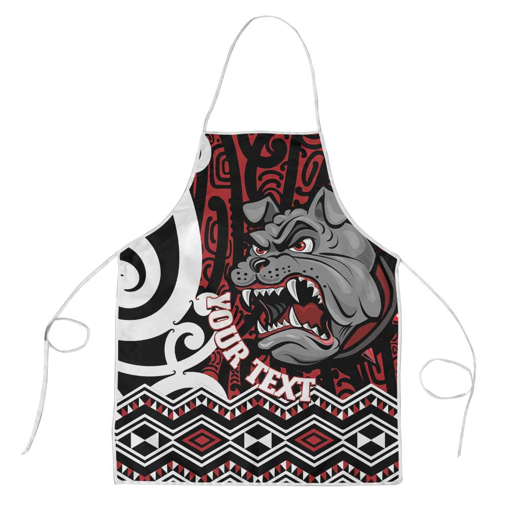 Personalised Aotearoa Bulldog Apron New Zealand Maori Taniko Art LT14 Red - Polynesian Pride