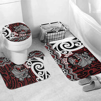 Personalised Aotearoa Bulldog Bathroom Set New Zealand Maori Taniko Art LT14 Mat Set Only (3 pcs) One Size Red - Polynesian Pride