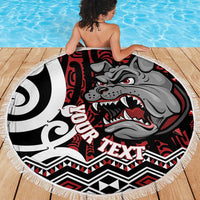 Personalised Aotearoa Bulldog Beach Blanket New Zealand Maori Taniko Art LT14 - Polynesian Pride