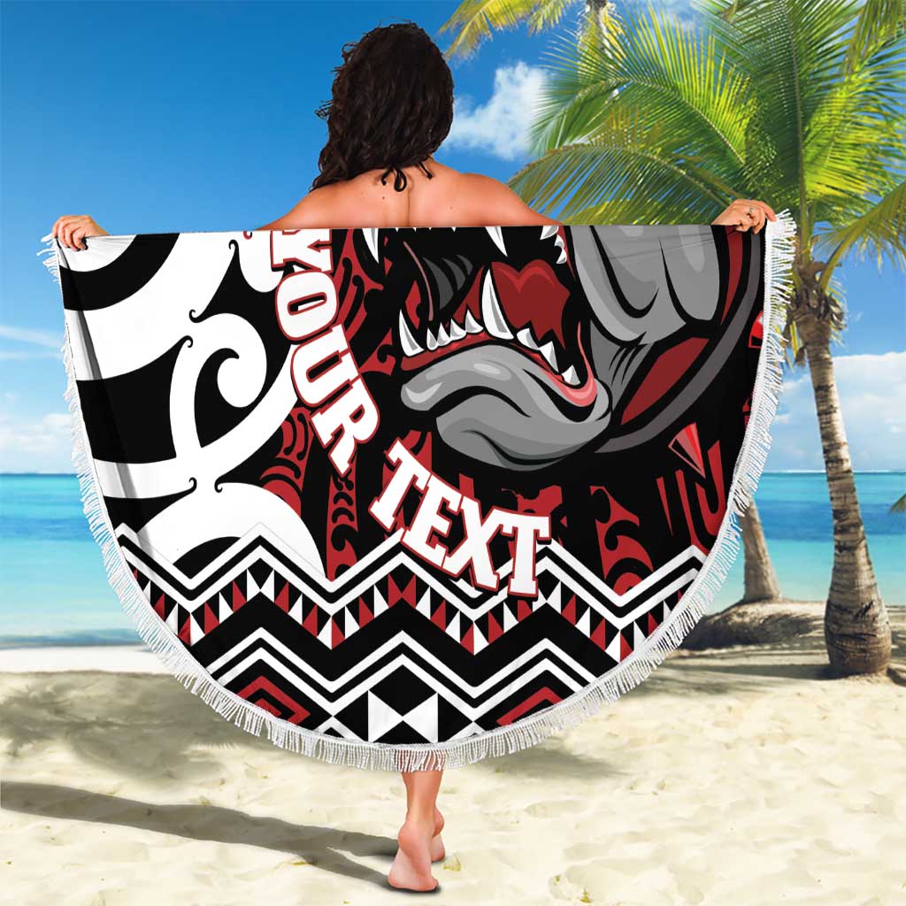 Personalised Aotearoa Bulldog Beach Blanket New Zealand Maori Taniko Art LT14 - Polynesian Pride