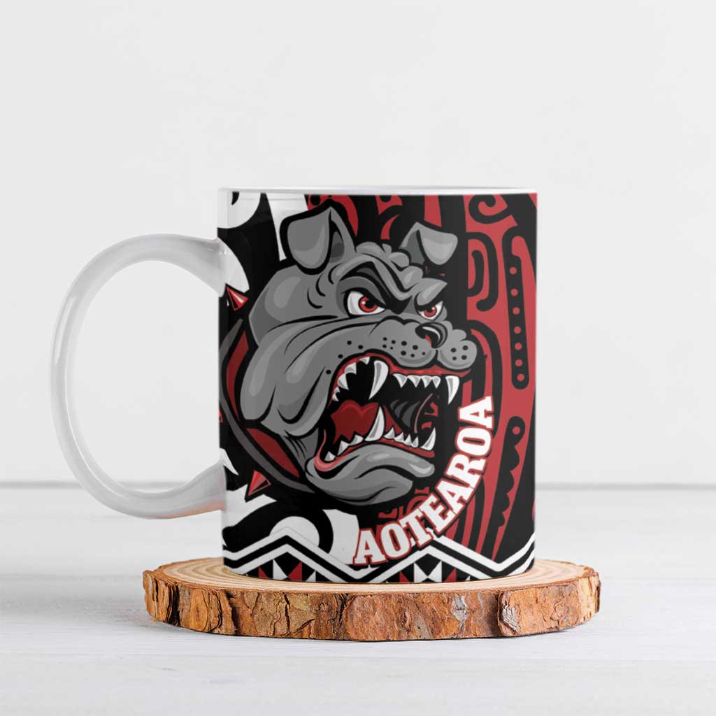 Personalised Aotearoa Bulldog Ceramic Mug New Zealand Maori Taniko Art LT14 Red - Polynesian Pride