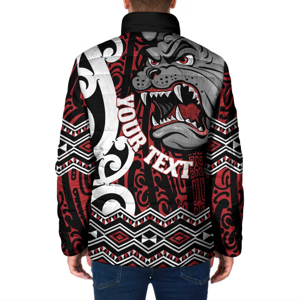 Personalised Aotearoa Bulldog Padded Jacket New Zealand Maori Taniko Art LT14 - Polynesian Pride