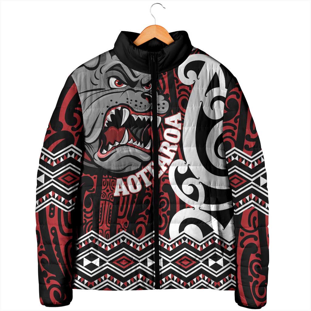 Personalised Aotearoa Bulldog Padded Jacket New Zealand Maori Taniko Art LT14 - Polynesian Pride