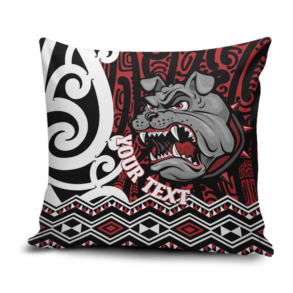 Personalised Aotearoa Bulldog Pillow Cover New Zealand Maori Taniko Art LT14 Red - Polynesian Pride