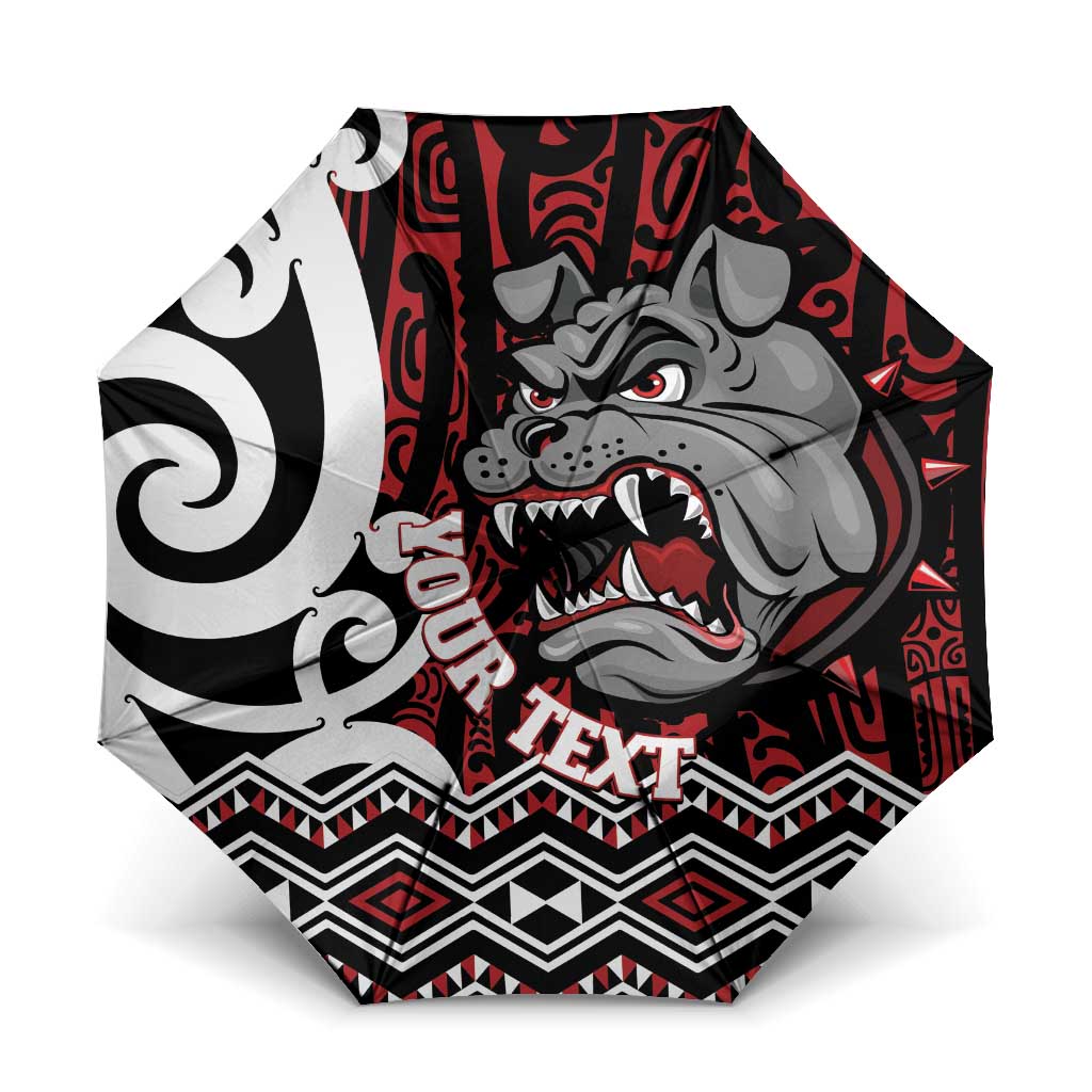 Personalised Aotearoa Bulldog Umbrella New Zealand Maori Taniko Art LT14 One Size Folded 11.42 inch Opened Diameter 37.4 inch Red - Polynesian Pride