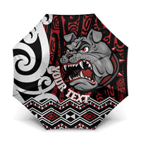 Personalised Aotearoa Bulldog Umbrella New Zealand Maori Taniko Art LT14 One Size Folded 11.42 inch Opened Diameter 37.4 inch Red - Polynesian Pride