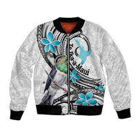 Aotearoa Te Ika-a-Maui Bomber Jacket South Island Kekeru Maori Koru LT14 Unisex White - Polynesian Pride