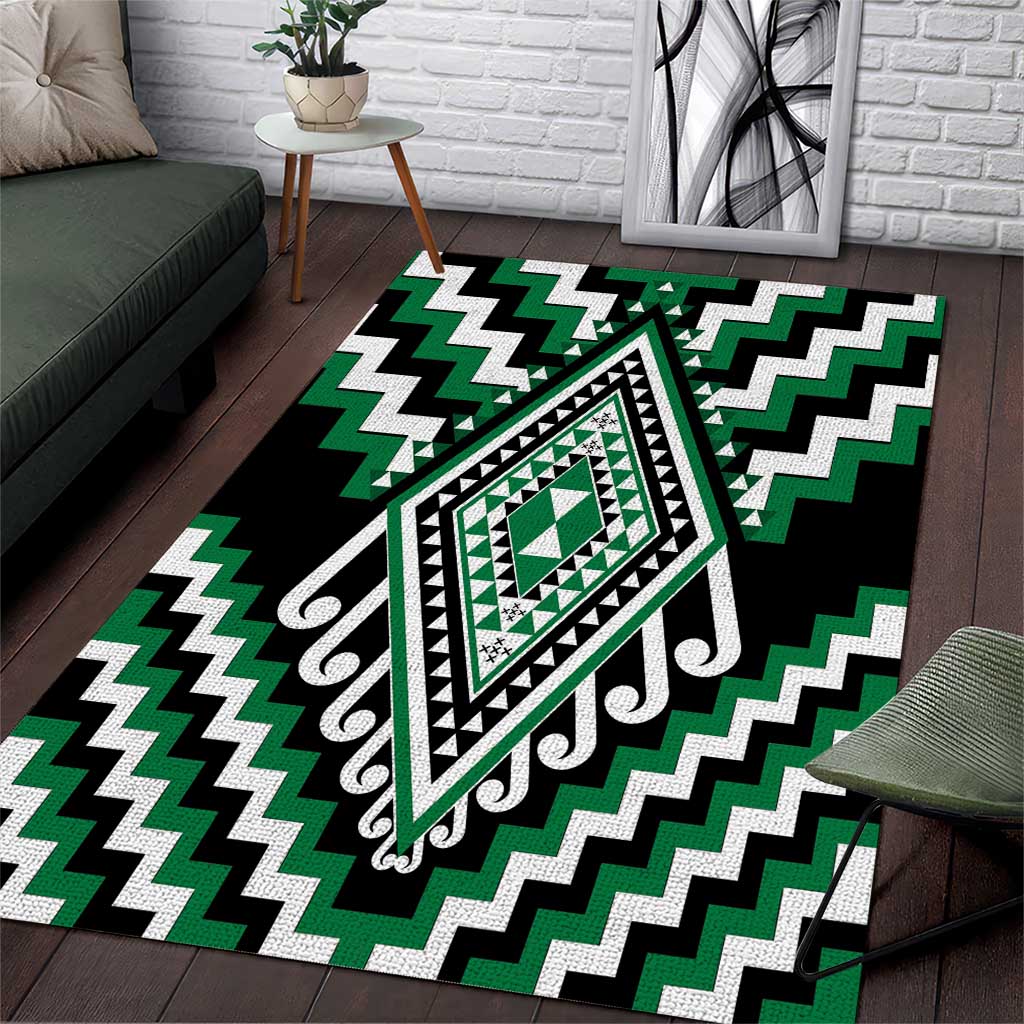 Green Aotearoa Taniko Poutama Patikitiki Area Rug LT14 Green - Polynesian Pride
