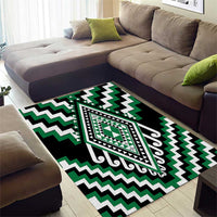 Green Aotearoa Taniko Poutama Patikitiki Area Rug LT14 - Polynesian Pride