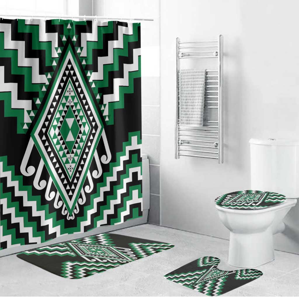 Green New Zealand Taniko Poutama Patikitiki Bathroom Set LT14 Bathroom Set (4 pcs) Green - Polynesian Pride